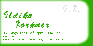 ildiko korpner business card